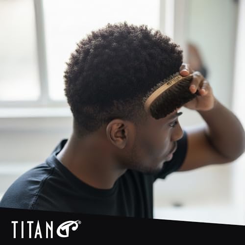 TITAN Double Sided Military Hair Brush – Soft & Hard Boar Bristle Wave Brush for Men – Dual-Sided Palm Brush with Wooden Handle for 360 Waves, Beard, and Hair Grooming - Image 7