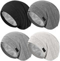 ZHENSILK 4Pcs Silk Satin Bonnets for Women Men, Adjustable Hair Wrap Slouchy Beanie Hat for Curly Hair by ZHENSILKFocusonhaircare