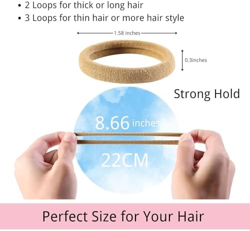 LuSeren 120 Pcs No Damage Hair Ties for Thick Hair, Large Soft Seamless Nylon Hair Elastics for Women, Ponytail Holders, Hair Accessories – Light Brown - Image 2