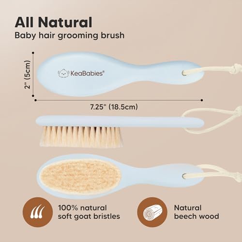 Wooden Baby Hair Brush for Toddler, Infant Cradle Cap (Frost, Regular) - Image 2