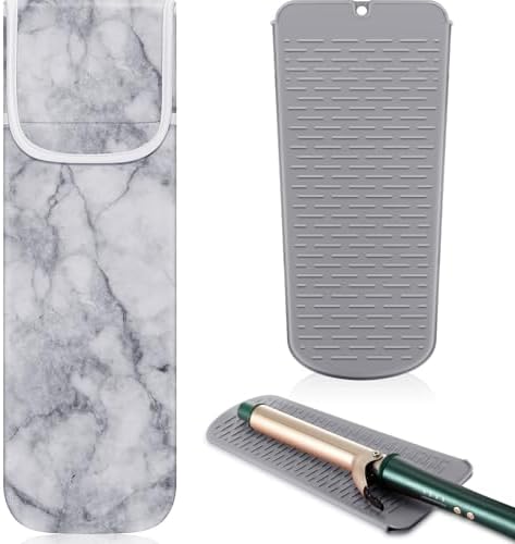 Shappy 2 Pcs Heat Resistant Curling Iron Flat Iron Travel Case,Marble by Shappy