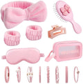 CWJCYTNSN 15 PCS Women Spa Headband and Wristband Set for Washing Face, Skincare Makeup Headband Women and Teen Girl Gifts Trendy Stuff（Pink） by CWJCYTNSN