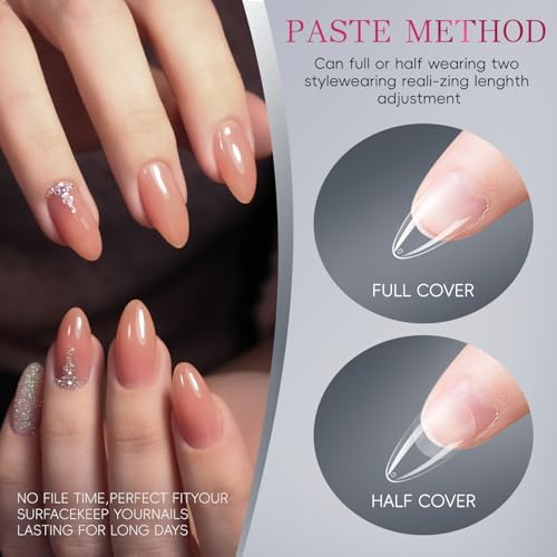 Krofaue 240PCS Almond Nail Tips, Half Matte Soft Gel, 12 Sizes - Image 5