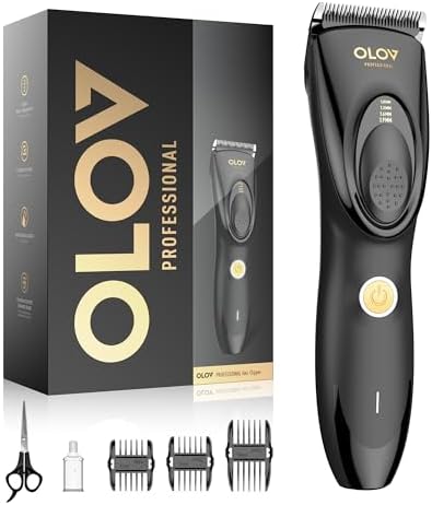 Hair Clippers for Men, Cordless Hair Clipper Kit, Adjustable 4 Length Setting, 2-Speed Settings, Replaceable Ceramic Blade Heads, Rechargeable Hair Clippers for Family (Black) by Unknown