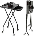 Folding Salon Rolling Tray Cart, Portable Mobile Workstation for Hairdresser, Esthetician & Tattoo Artist by STYLANCE