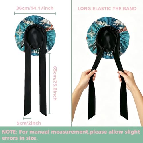 Satin Hair Braid Bonnet for Sleeping Double Layer Tie Band Elastic Wide Soft Silk Lined Nightcap Women Girls Cute - Image 2