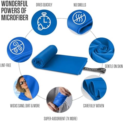 VENTURE 4TH Quick Dry Microfiber Towel for Camping & Gym - Blue Large - Image 6