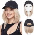 SEGO Baseball Cap with Hair Extensions for Women Heat Resistant Synthetic 6" Adjustable Short Straight Hairpiece Replacement Wigs in Black Hat for Girls 16P613 Ash Blonde Mix Bleach Blonde by SEGO