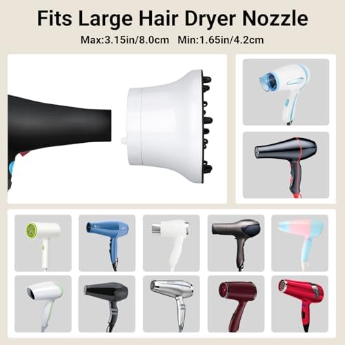 Segbeauty Universal Curly Hair Diffuser, Blow Dryer Diffuser for Wavy Natural Hair, Profession Hair Diffuser Attachment for Dryer Hairdressing Styling Tool Quick Dry Adjustable 1.65-3.15 Inch Nozzle - Image 3