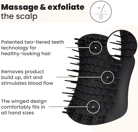 Tangle Teezer Scalp & Shampoo Brush to Exfoliate & Massage, Onyx Black - Image 2