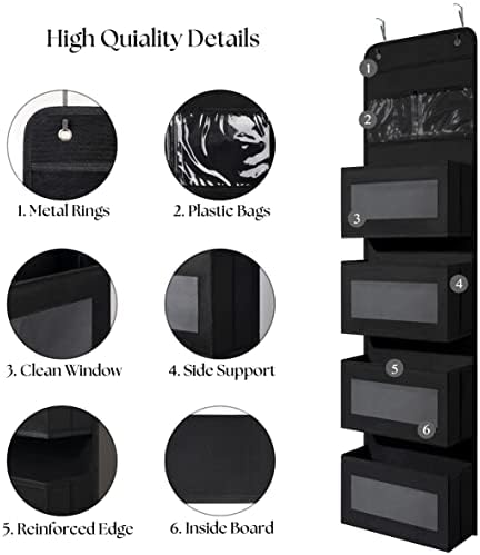 GCreation Over Door Organizer for Bedroom Bathroom Pantry, 5 Shelf Black - Image 3