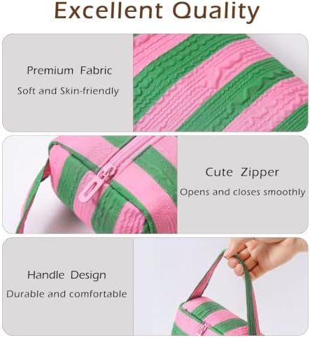 RSRSLEII Striped Hair Tools Travel Bag, Portable&Foldable, Green&Pink - Image 3