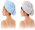 Microfiber Hair Drying Towel 2Pack, Large Size for Women, with Elastic Band by Unknown