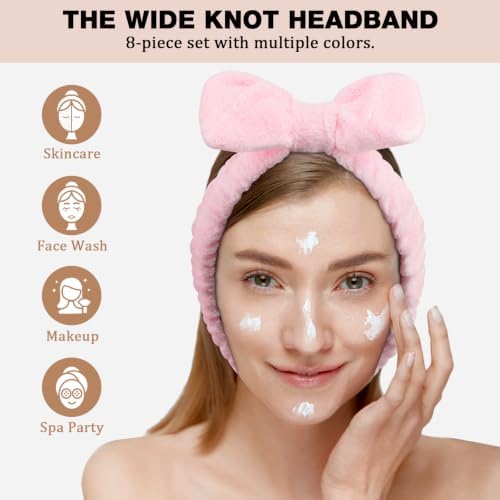 YOOVR 8pcs Spa Headband, Stocking Stuffers for Teen Girls Women (Pink) - Image 6