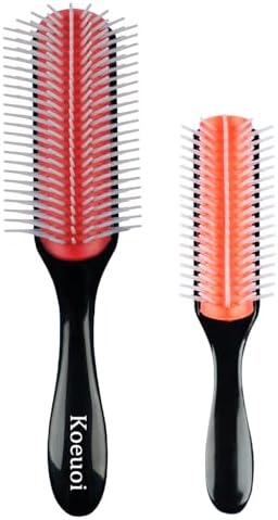 Classic Styling Hair Brush for Wet or Dry Curly Hair. 9 Row Black Brush for Detangling, Separating, Shaping by Koeuoi