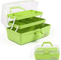 TERGOO 12in 3-Layer Plastic Craft Organizers and Storage, Portable Folding Tackle Box with Handle & Adjustable Dividers, Multipurpose Case for Sewing, Art Supplies, Medicine, Tools (Green) by Focusonefficientstorage