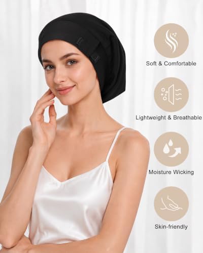 AWAYTR Satin Bonnet for Sleeping, Adjustable Curly Hair Cap for Women Men - Image 5
