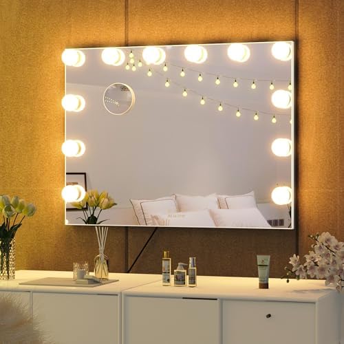 BEAUTME Vanity Mirror with Lights, Touch Control, 28.3 x 21.3 Inch White - Image 3