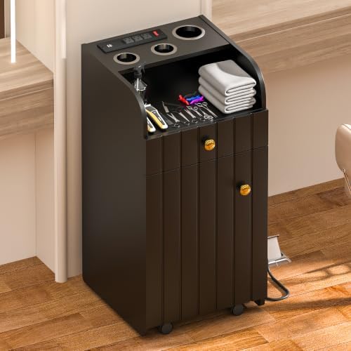 Rolling Salon Station with Power Outlet and Tool Holders by NAIYUFA