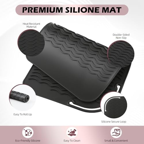 Silicone Heat Resistant Mat for Hair Tools, 11" x 7.5", Black - Image 5