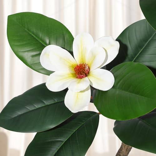 Artificial Magnolia Tree, Tall Faux Plant Indoor with White Flowers in White Planter, Artificial Trees for Home Decor Indoor, Faux Trees Indoor for Living Room Office,7FT - Image 5