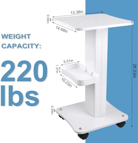 3 Tier Aluminum Salon Trolley Cart with Wheels, Beauty Station, White - Image 2