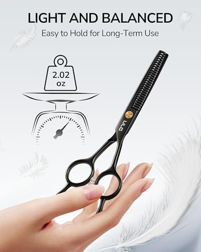 ULG Professional Thinning Shears for Hair Cutting - 6.5’’ Hair Thinning Scissors, Ultra Sharp Japanese Stainless Steel, Ergonomic Handle for Barbers, Stylists, Salon & Home Use, Black - Image 6