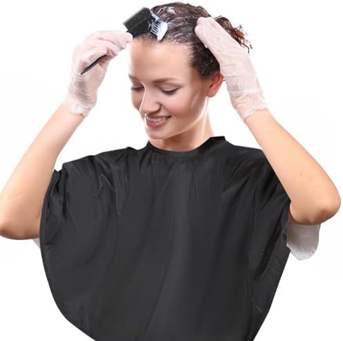 Short Barber Cape,Salon Apron for Hair Cutting Dye Coloring,Black - Image 3