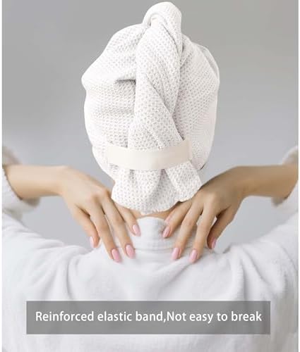 ROLSHOL 2 Pack Waffle Microfiber Hair Towel Wraps for Women, 32 x 11 in - Image 7