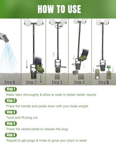 30in Long Handle Bulb Planter Tool, 5 in 1 Lawn Tool with Serrated Base - Image 6