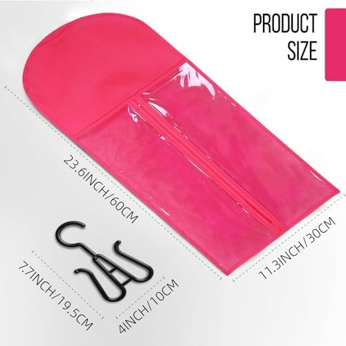 12PCS Wig Bag Hair Extension Holder Wig Storage Wig Holder for Multiple Wigs Hair Extension Hanger Hair Extension Storage Wig Organizer for Multiple Wigs (6PCS BLACK &6PCS HOT PINK) - Image 3