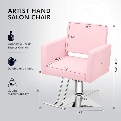 Artist hand Pink Salon Chair for Hair Stylist with Back Cover - Image 3