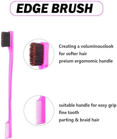 DAN Technology Hair Styling Kit - Hot Comb, Edge Brush, Rat Tail Comb, Bristle Brush for Lace Front Wigs and Black Hair - Image 6