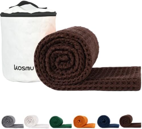 Luxury Organic Japanese Cotton Waffle Bath Towel | Thick, Absorbent, Quick Dry Bathroom Towels for Shower, Sauna, Onsen| Hotel & Spa Quality, Gift-Ready (Dark Cocoa, Bath Sheet, 67" x 34") by KOSMU