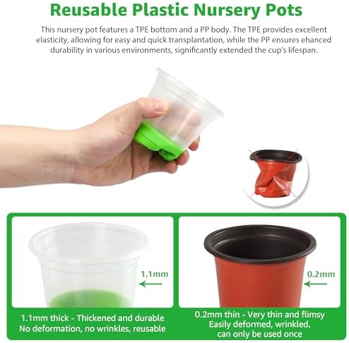 MIXC Clear Nursery Pots with Silicone Base, 3.5-Inch, 30-Pack - Image 4