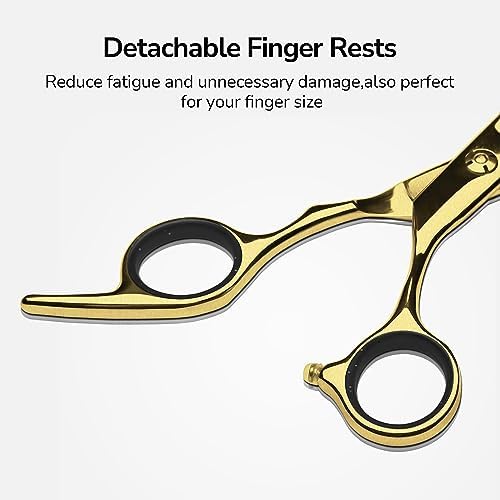 Hair Cutting Scissors Thinning Shears Kit ULG Professional Barber Hairdressing Texturizing Salon Razor Edge Scissor Japanese Stainless Steel 6.5 inch Gold - Image 6
