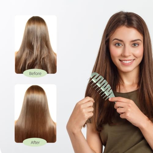 Detangler Hairbrush, Soft Bristle Detangling Brush, Quick Smoothing (Green) - Image 5