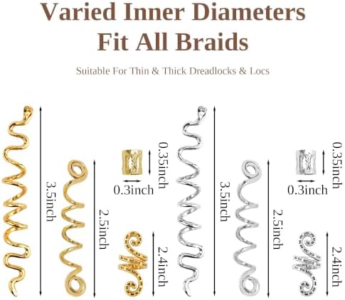 ROSYGLIMM 57Pcs Gold Silver Hair Jewelry for Braids Dreadlock Accessories - Image 2