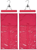 2 Packs Satin Wig Bags Storage with Hangers (23.6in x 11.4in,Rose red #1) by Unknown