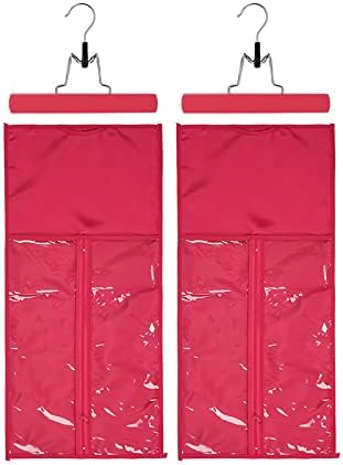 2 Packs Satin Wig Bags Storage with Hangers (23.6in x 11.4in,Rose red #1) by Unknown