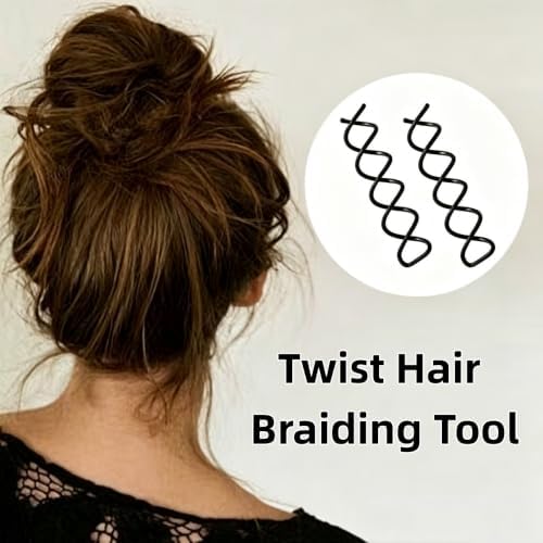 12 Pack French Twist Hair Braiding Tool, Spiral Hair Bun Maker & Twist Hair Styling Clip for Women Girls, Easy DIY Lazy Hair Curler Roller Braider Accessories (Silver) - Image 2