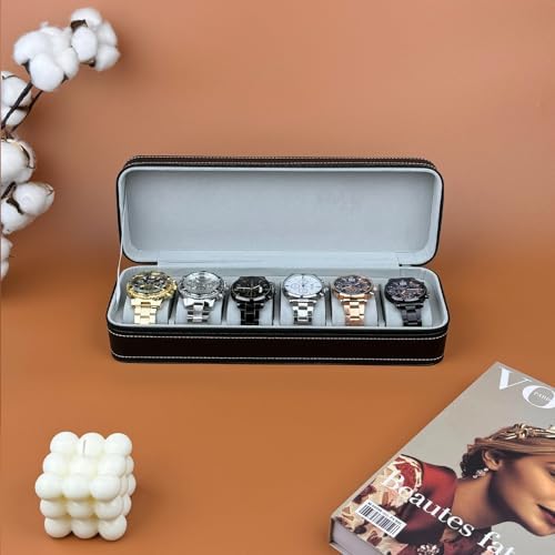 Travel Watch Case 6 Slots Watches Box Storage Holder for Men Women - Image 2