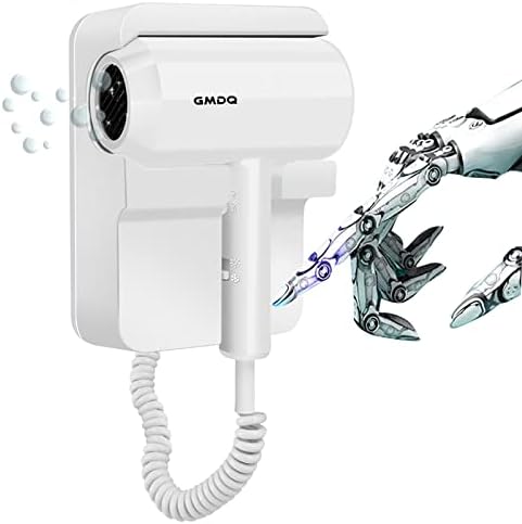 Hotel Wall Mounted Hair Dryer for Bathroom,Restroom Professional Blow Dryer,with Stand Rack,Specialised Motor for Salon,Fast Drying - Gifts【Massage Comb,Screws+ Adhesive】 110V by GMDQ