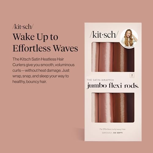 Kitsch Satin Flexi Rods, Heatless Curling Rod - 4pcs, Rosewood - Image 2