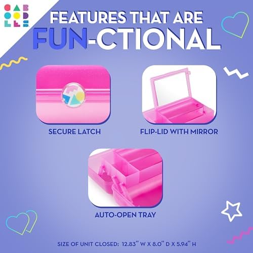 Caboodles On-The-Go Girl Makeup Box, Two-Tone Lilac on Cobalt, Hard Plastic Makeup Organizer Box, Built-In Mirror, Secure Latch for Safe Travel, Spacious Storage for Large Items - Image 5