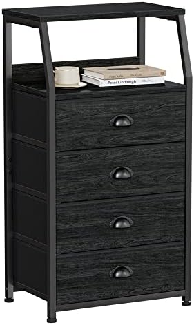 Furnulem Dorm Tall Nightstand, Small Dresser for Bedroom with Fabric Drawer by Furnulem