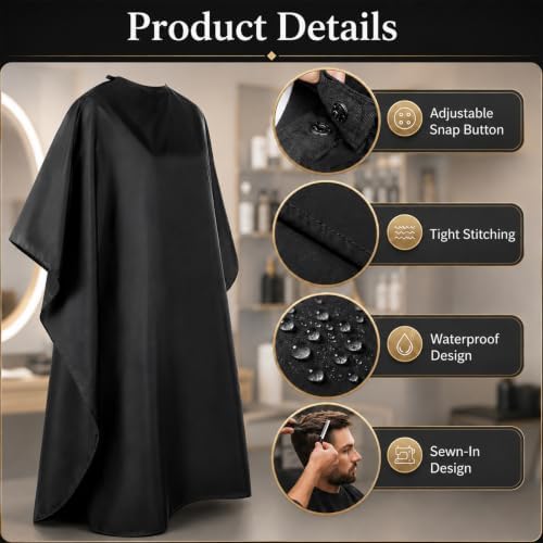 10 Pack Black Waterproof Hair Salon Capes - Image 3