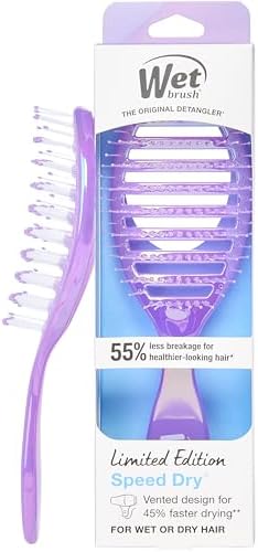 Wet Brush Speed Dry Hair Brush, Blow Dry Safe Bristles & Vented Design For Faster Drying Time, Ergonomic Handle, Reduces Breakage & Detangles All Hair Types, Limited Edition Prismatic Glow Purple by WetBrush