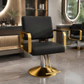 KEIKI Hydraulic Salon Chair, 360° Swivel Barber Chair with Pump, Black Gold by KEIKI