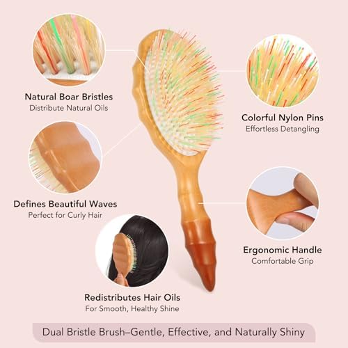 Boar Bristle Hair Extension Brush for Women Girls - Image 2